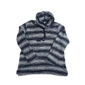 Sunday Women's Blue White Tie Cowl-Neck Light Sweater Size Large